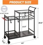 Lockable wheels on the PLKOW garden tool organizer for added stability.