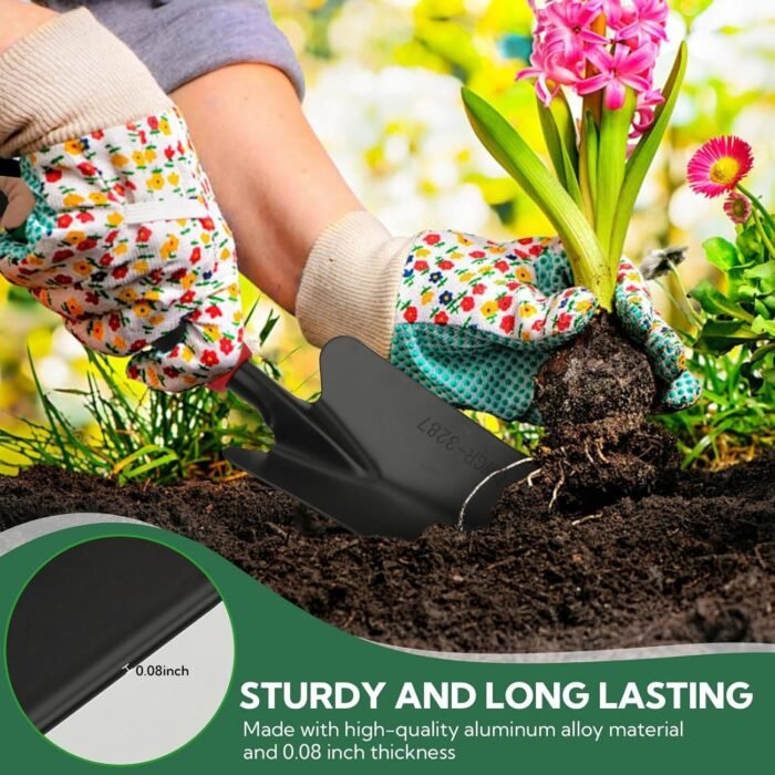 Heavy-duty gardening tools with carbon steel construction, perfect for any gardening task.