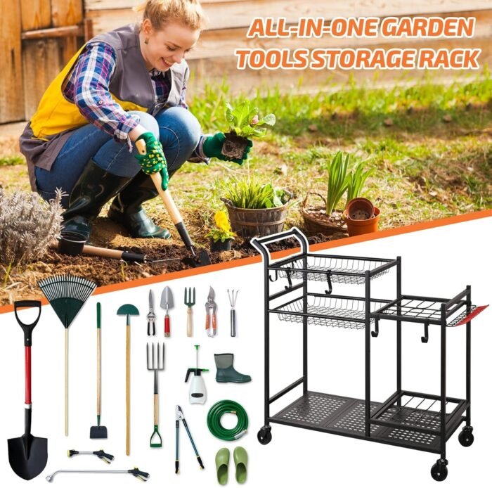 The durable, high-quality construction of the garden tool rack.