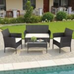 Ergonomic wicker rattan chairs with thick cushions providing comfort and support.