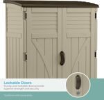 Large capacity sheds for garden tools with multiple wall panels for reinforced strength and durability.