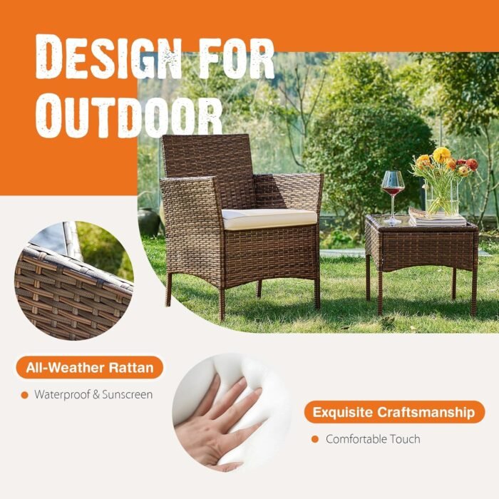 Sweetcrispy patio chairs with thick cushions providing a comfortable and relaxing outdoor seating experience.
