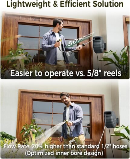 The retractable garden hose is built with high-quality materials for long-term use.
