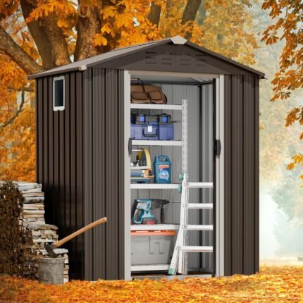 Convenient double doors on this sheds unit allow easy retrieval of garden supplies.